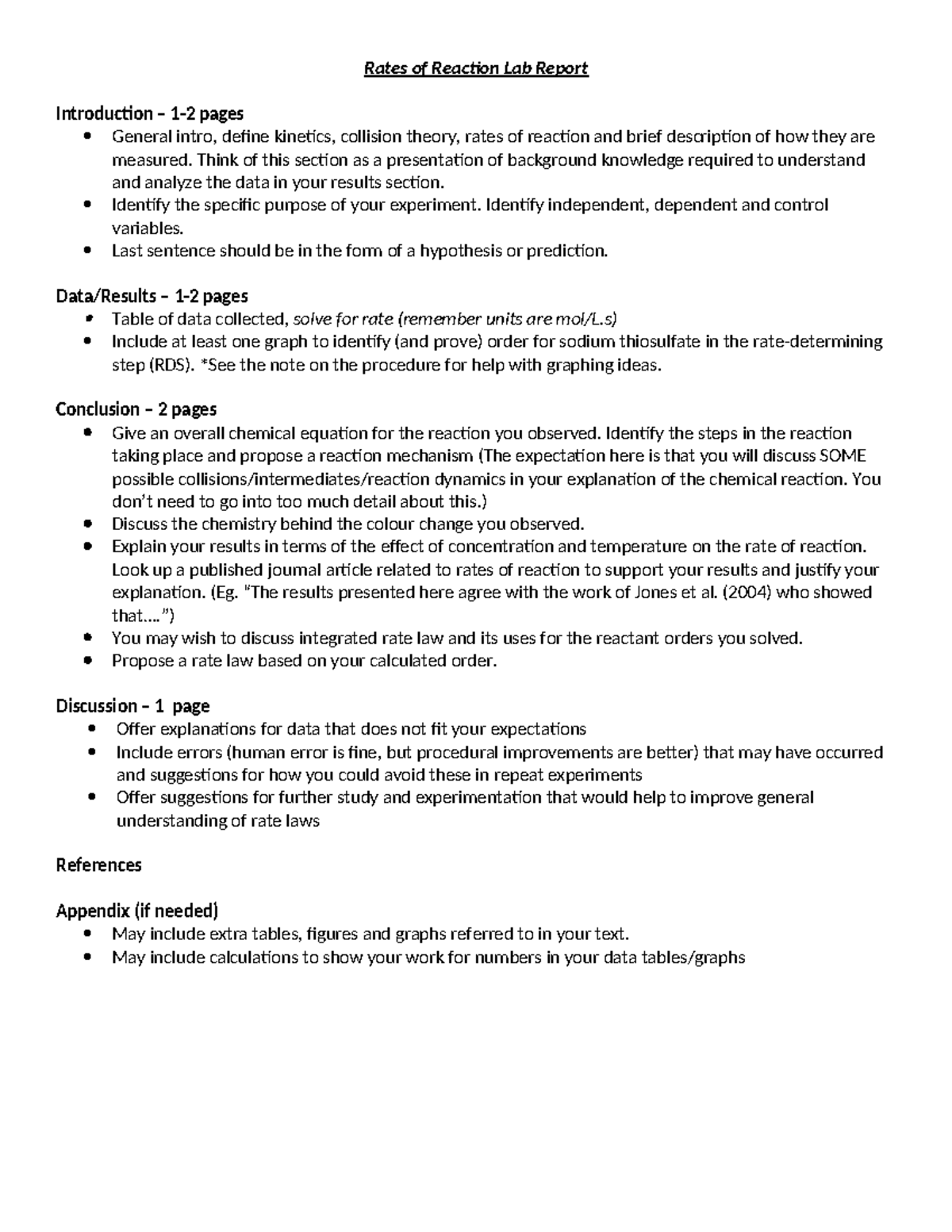 Reaction Rates LAB Report Rates of Reaction Lab Report Introduction