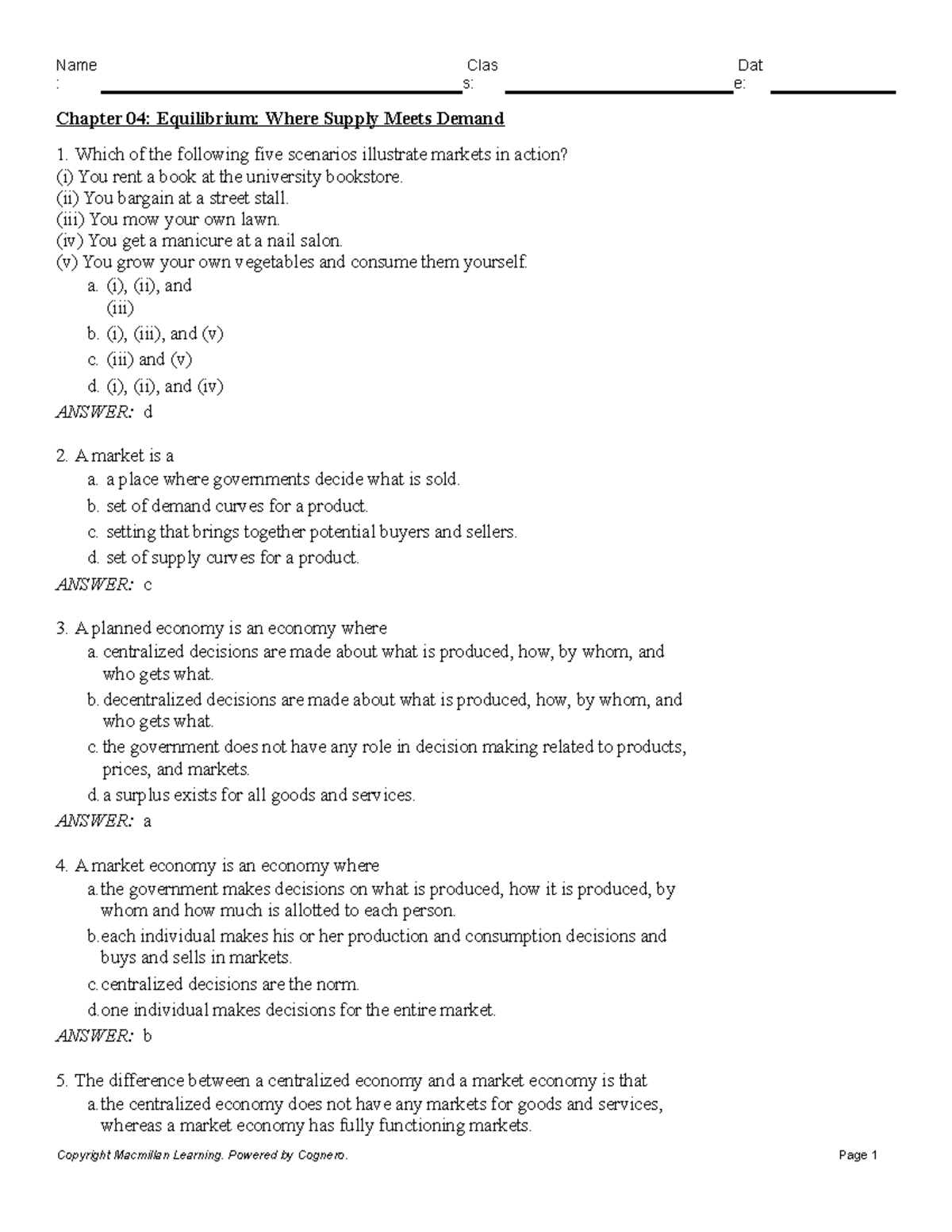 Chapter 04 Equilibrium Where Supply Meets Demand s e Chapter 04