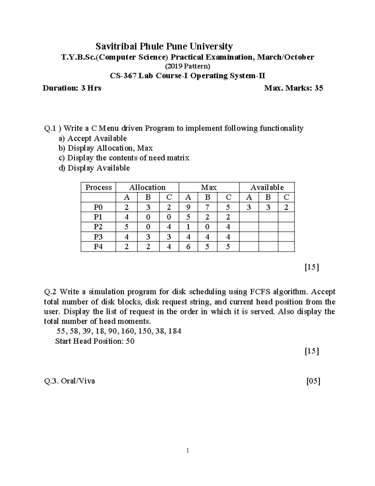 OS slips Science) Practical Examination, March