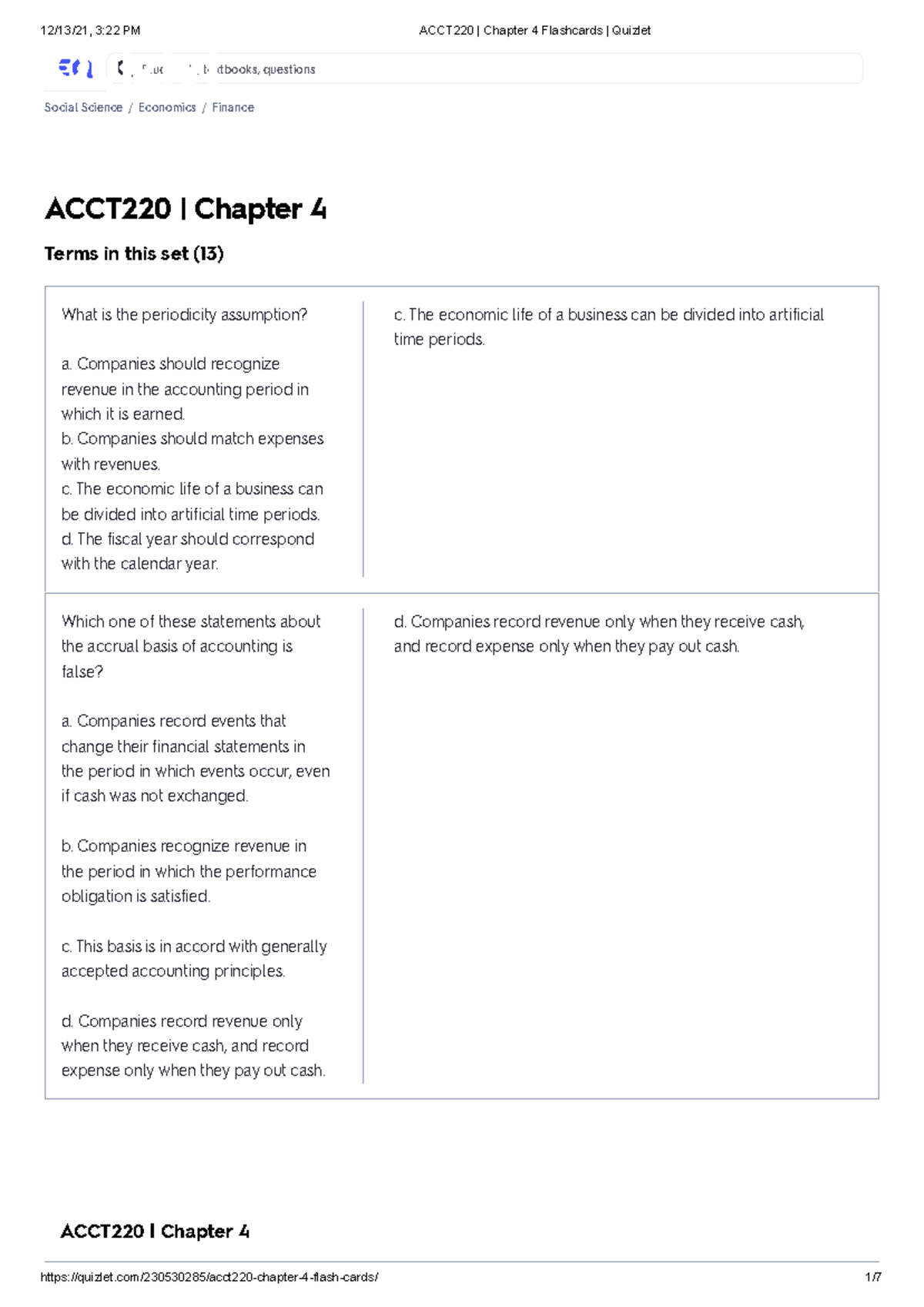 ACCT220 Chapter 4 Flashcards Quizlet - Free Trial ACCT220 | Chapter 4 ...