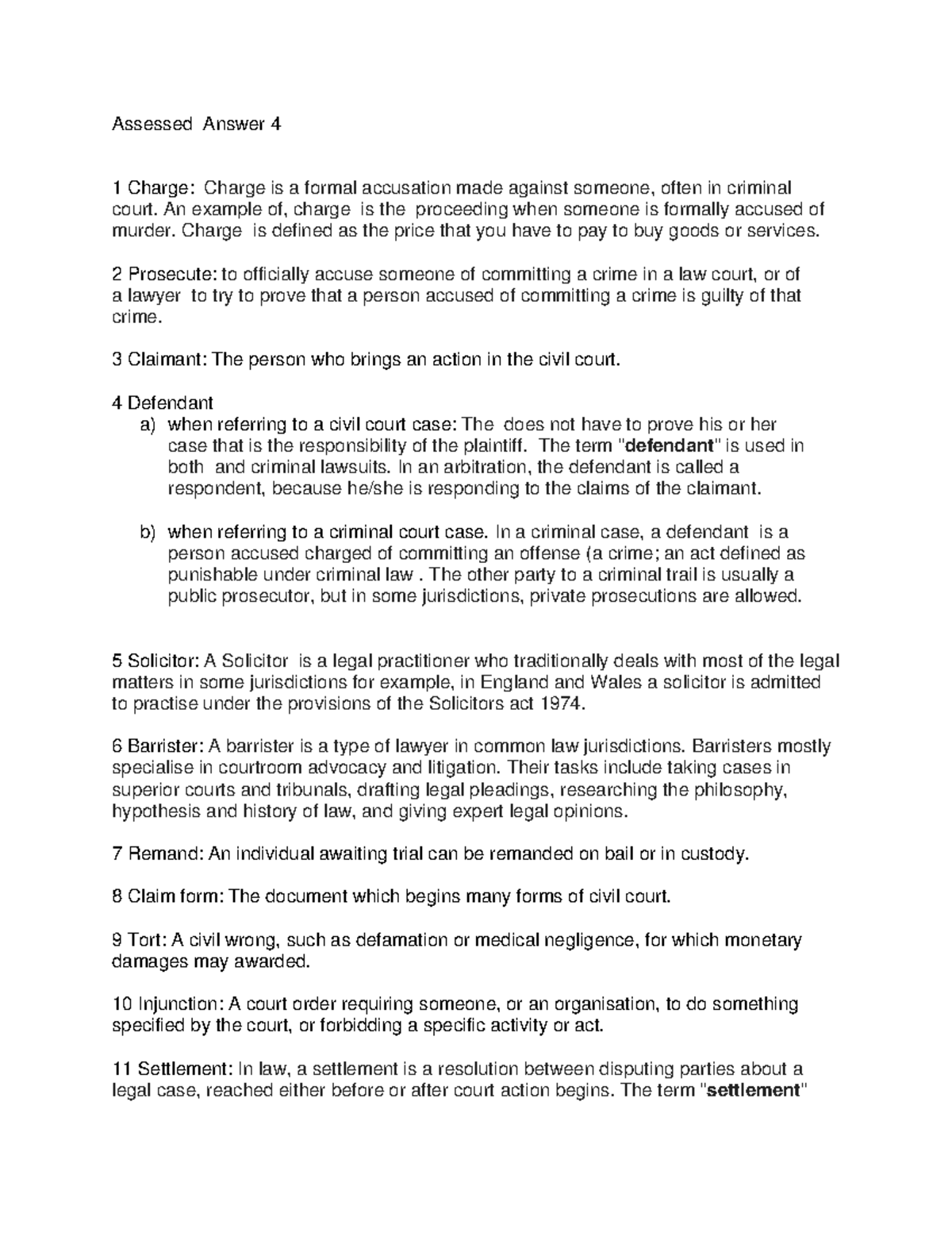 Assessed Answer 4 - assessment - Assessed Answer 4 1 Charge: Charge is ...