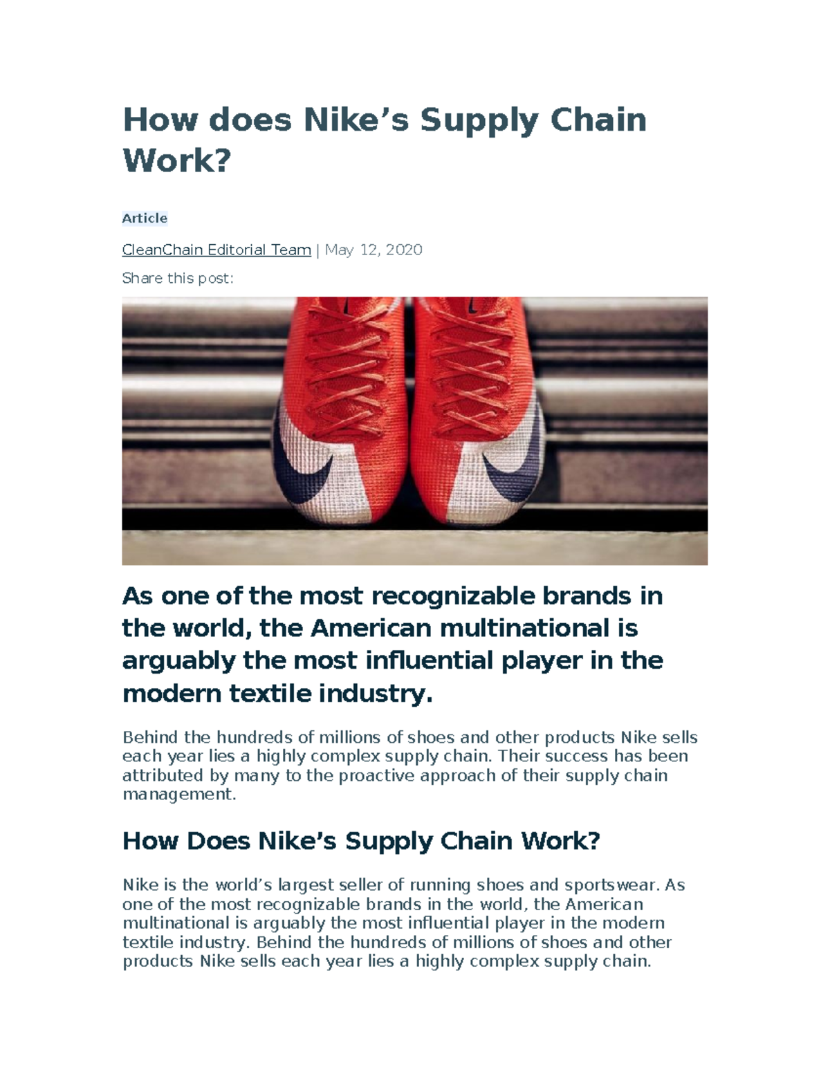 How does Nike’s Supply Chain Work How does Nike’s Supply Chain Work