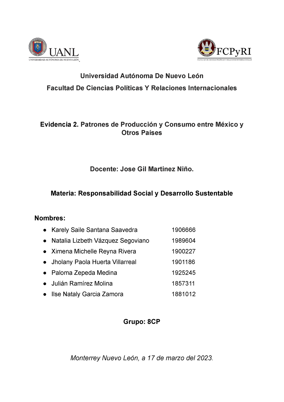 EV RSy DS   EVIDENCIA   Universidad Autónoma De Nuevo León Facultad De