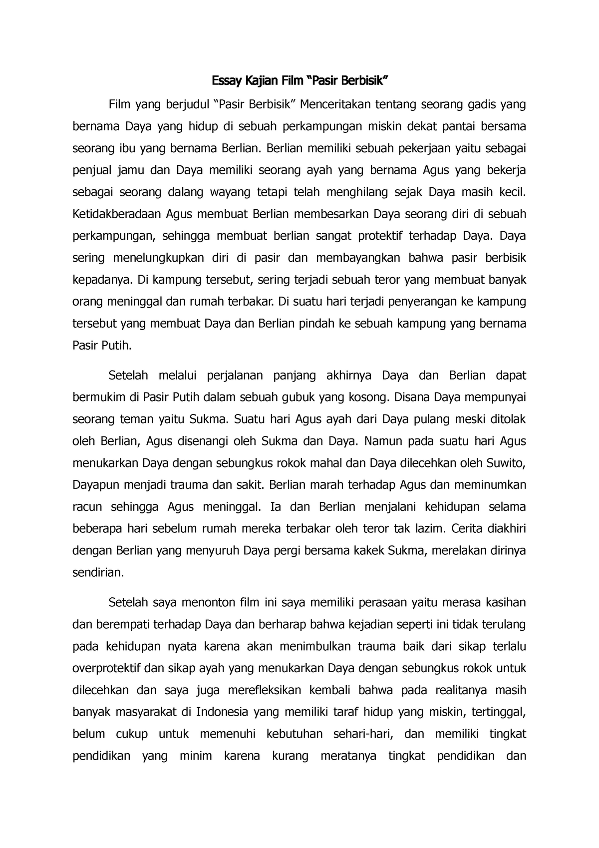 contoh essay review film