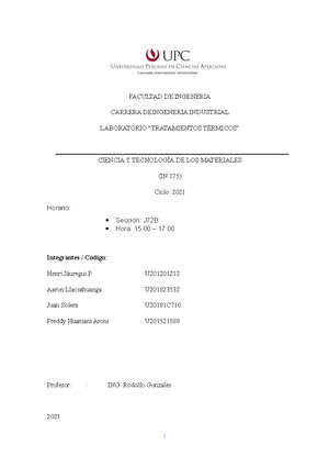 UPC-LAB 05 Tratamiento Termico - UNIVERSIDAD UPC INGENIERIA INDUSTRIAL ...