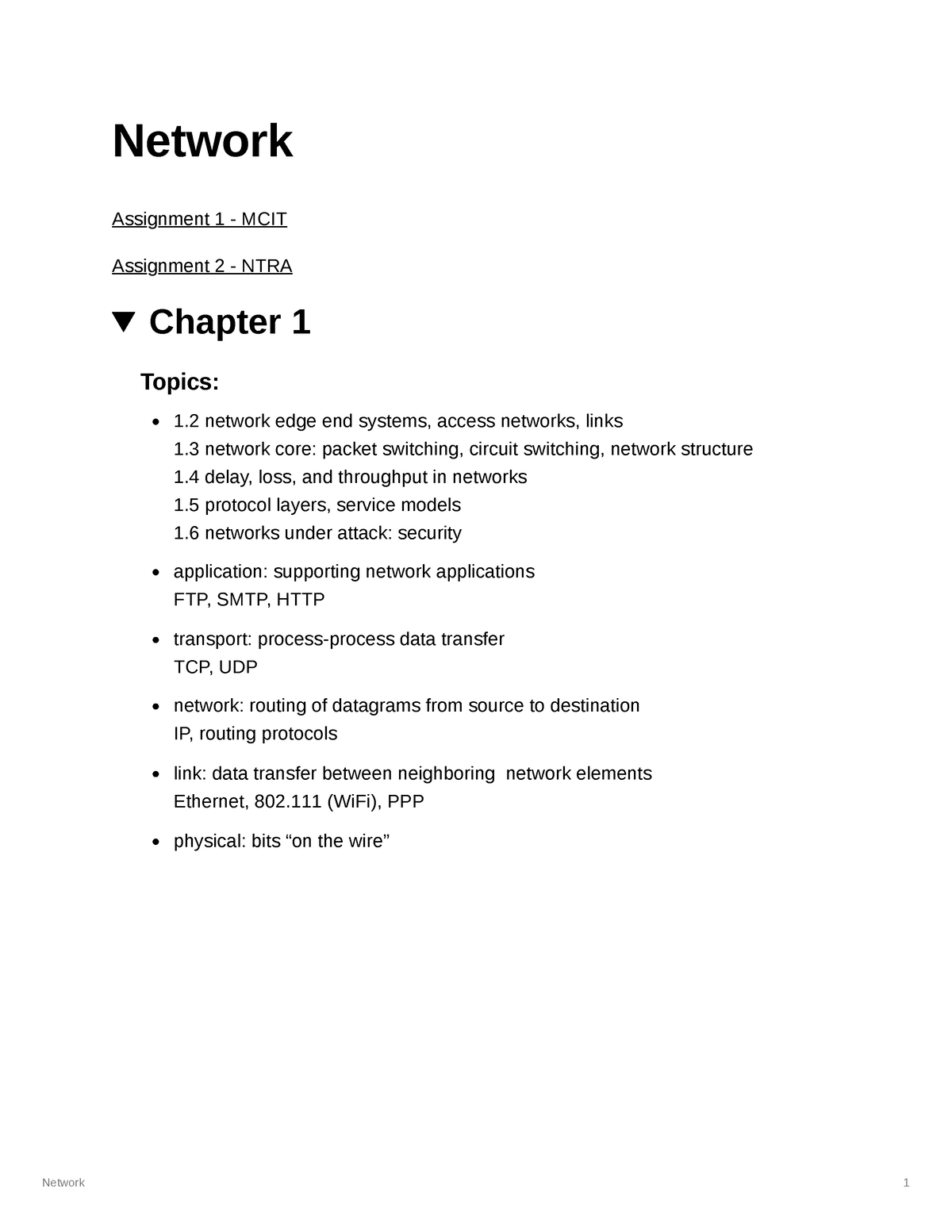 network assignment