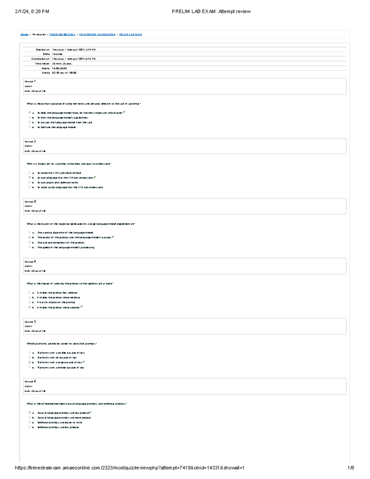 AI Prompt Engineering Prelim Lab Exam - Home / My courses / UGRD-AI6100 ...