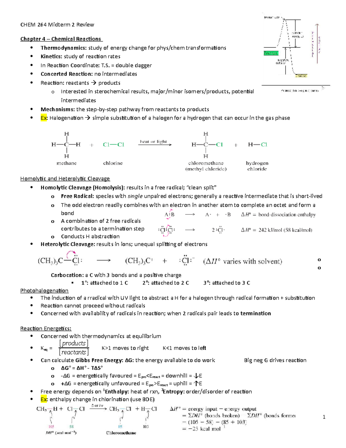 Midterm 2 Review - Summary Organic Chemistry 1 - CHEM 264 Midterm 2 ...