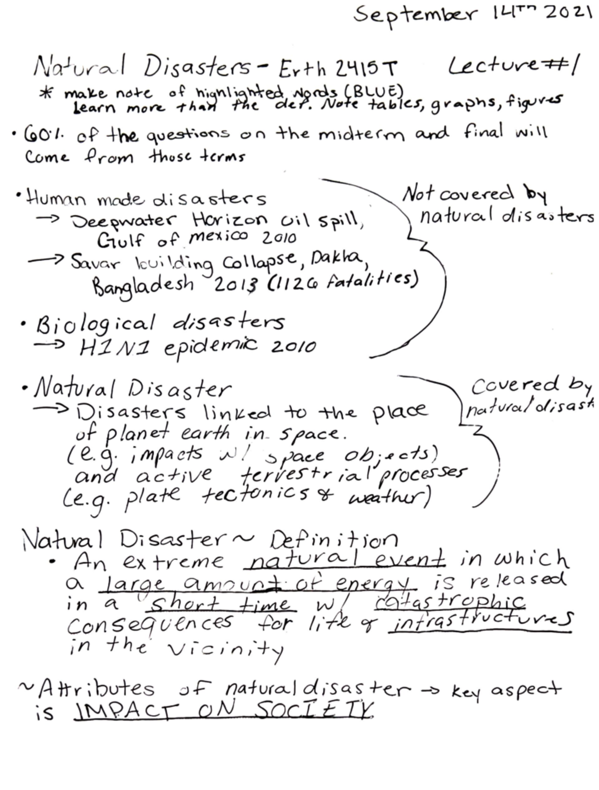 Lecture 1 notes: Natural Disasters Erth2415 T - Erth 2415 - Studocu