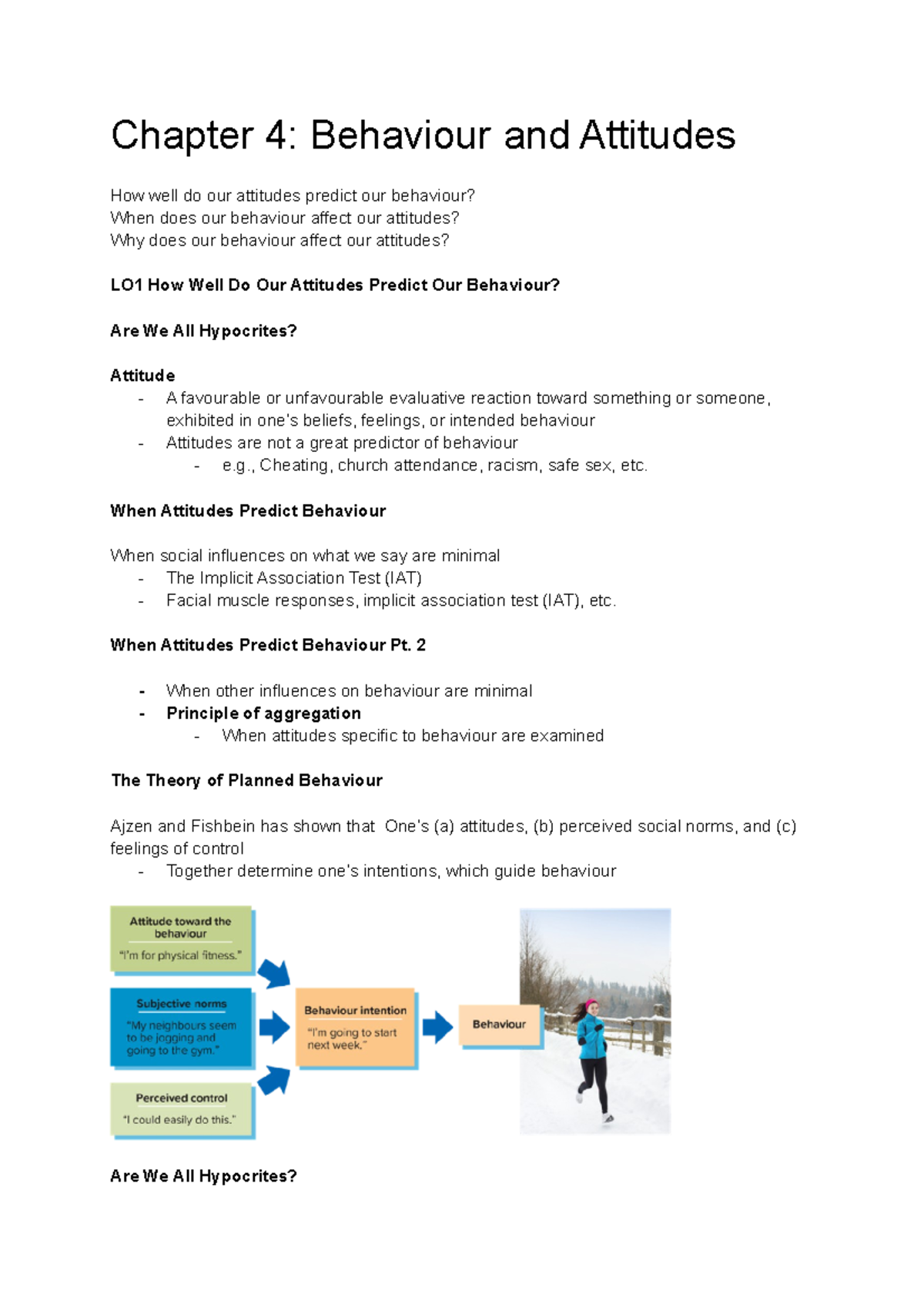 CH4 - Social Psychology Notes - Chapter 4: Behaviour and Attitudes How ...
