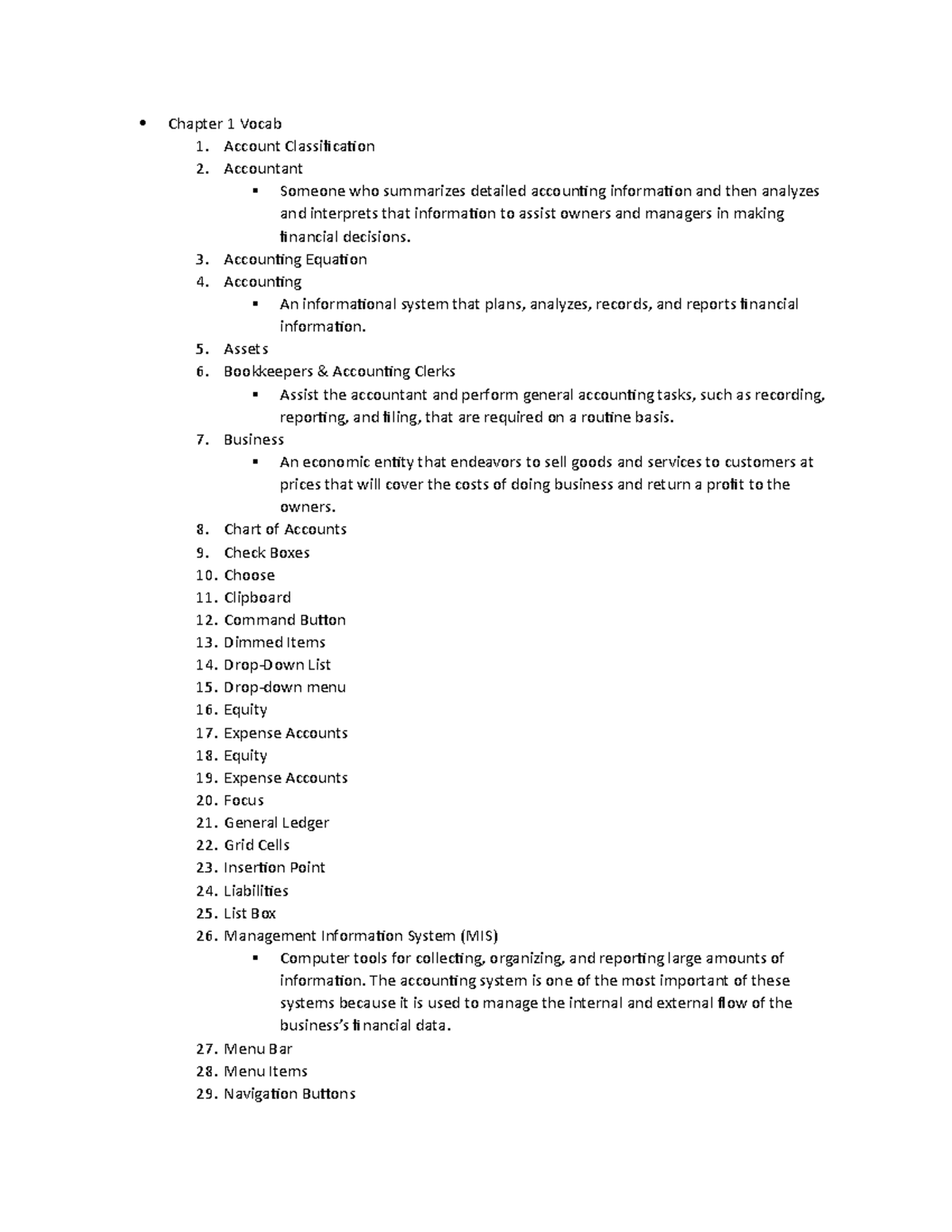 Chapter 1 Vocab - Chapter 1 Vocab 1. Account Classification 2 ...