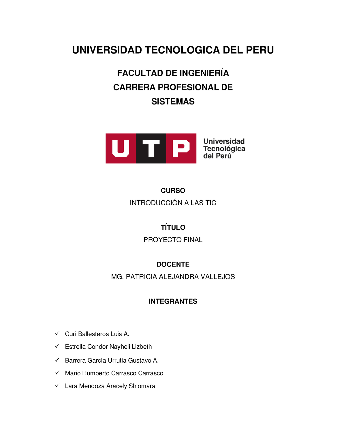 Informe De Proyecto Final Matematicas Utp Studocu