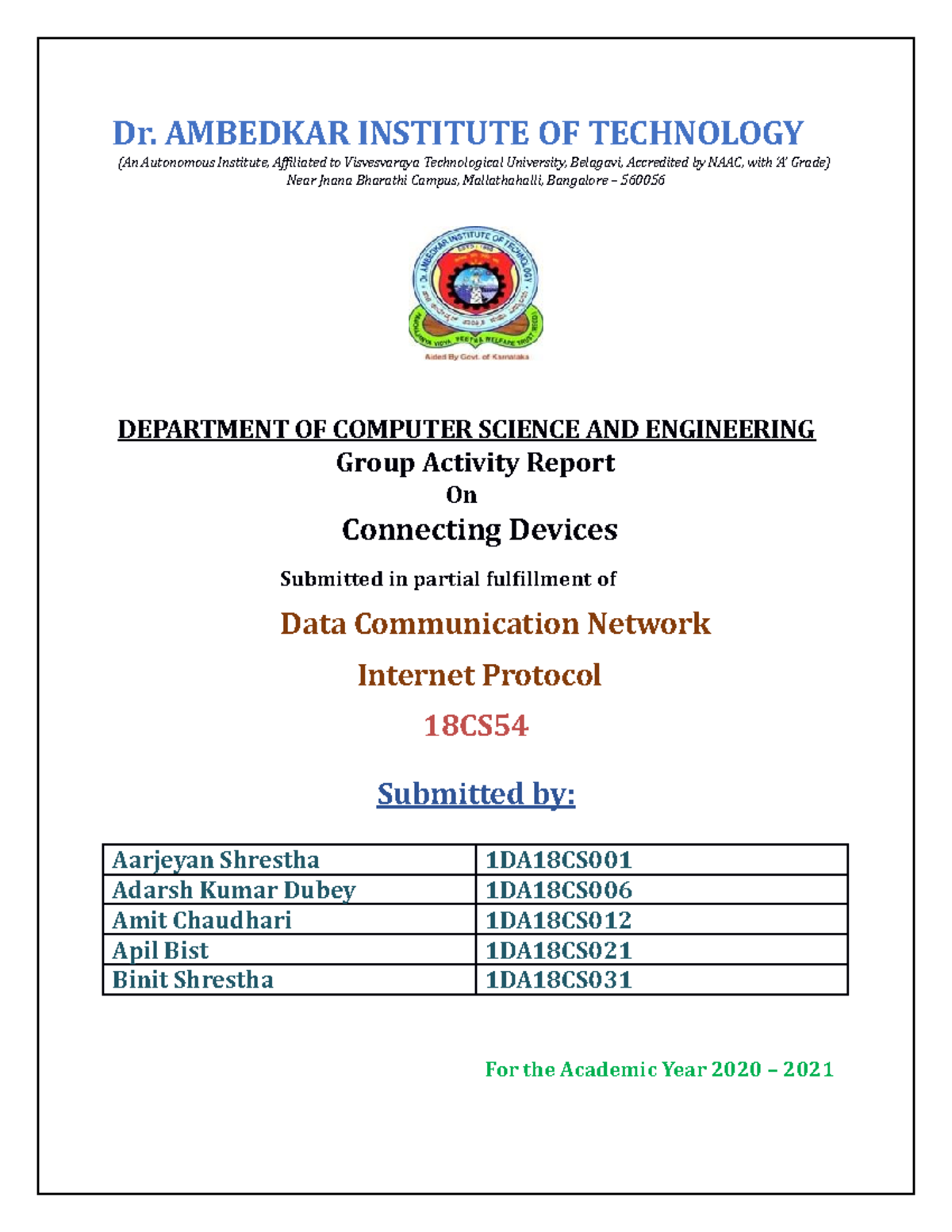 Group 15 Report - DSN notes on connecting devices - Dr. AMBEDKAR ...