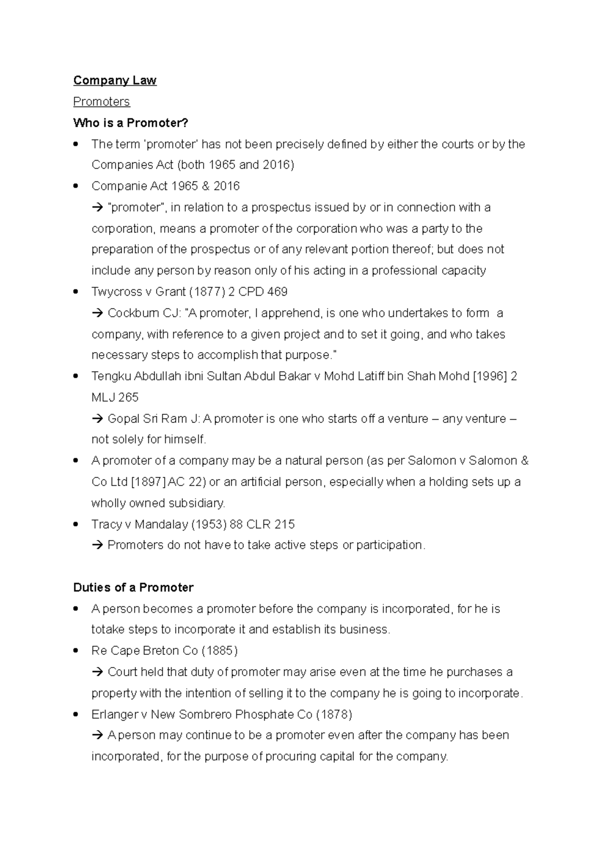 Company Law Promoters Notes Company Law Promoters Who is a Promoter