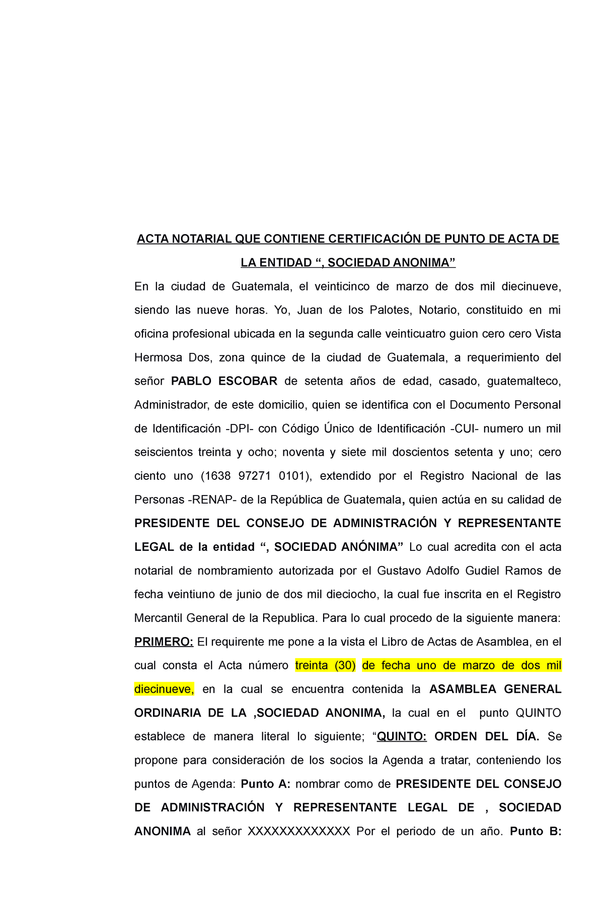 ACTA Notarial QUE Contiene Certificación DE Punto DE ACTA - ACTA NOTARIAL  QUE CONTIENE CERTIFICACIÓN - Studocu