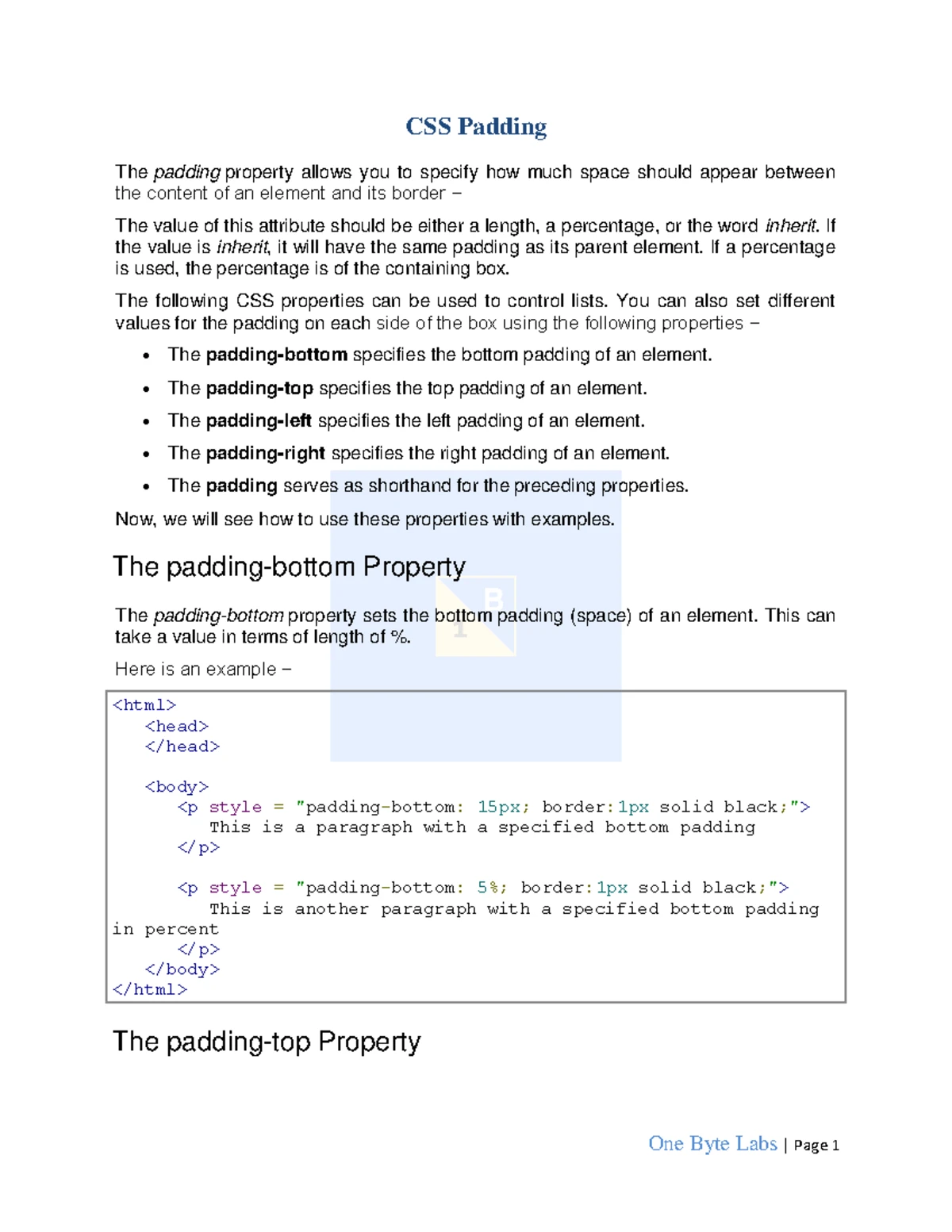 8-CSS-Links - Best notes - One Byte Labs | Page 1 CSS Links This ...