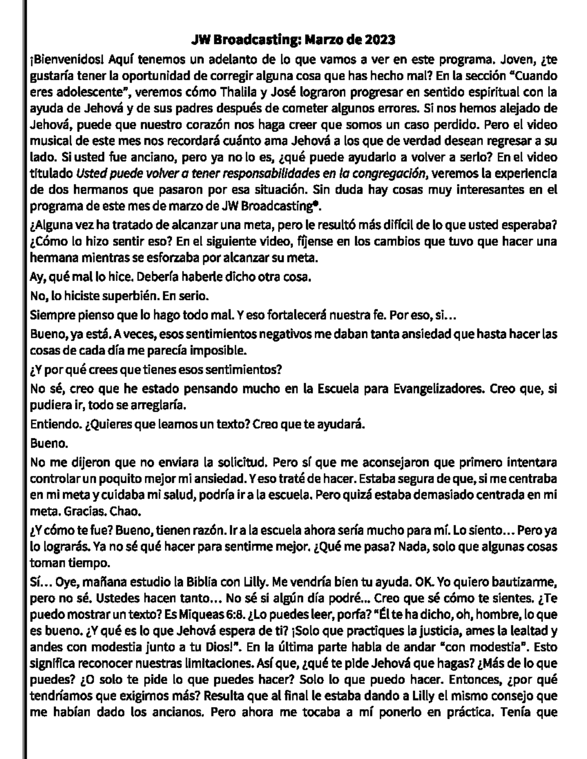 JW Broadcasting Marzo de 2023 - hermanos y que incluso puede que nos