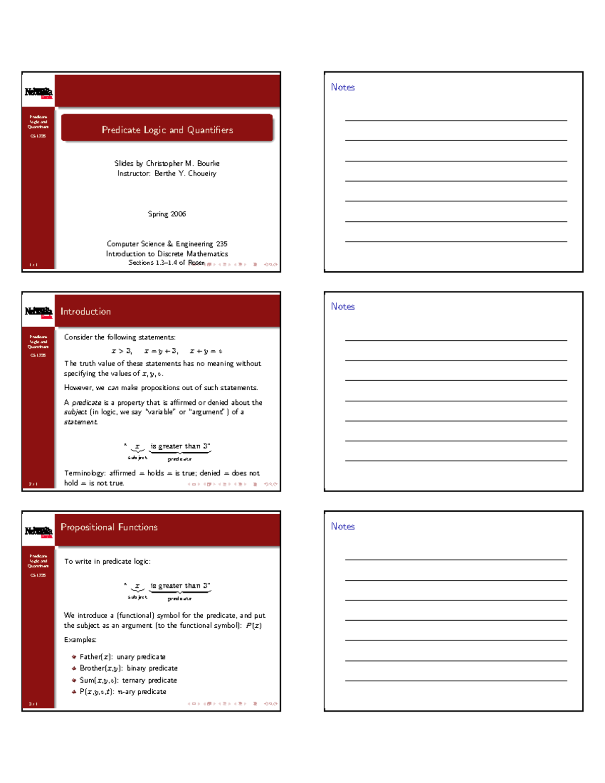 Predicates Quantifiers-Handout - Predicate Logic and Quantifiers CSE235 ...
