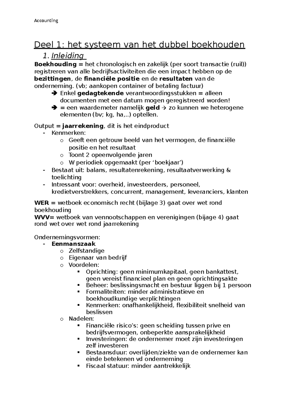 Sv Theorie Boekhouden - Deel 1: Het Systeem Van Het Dubbel Boekhouden 1 ...