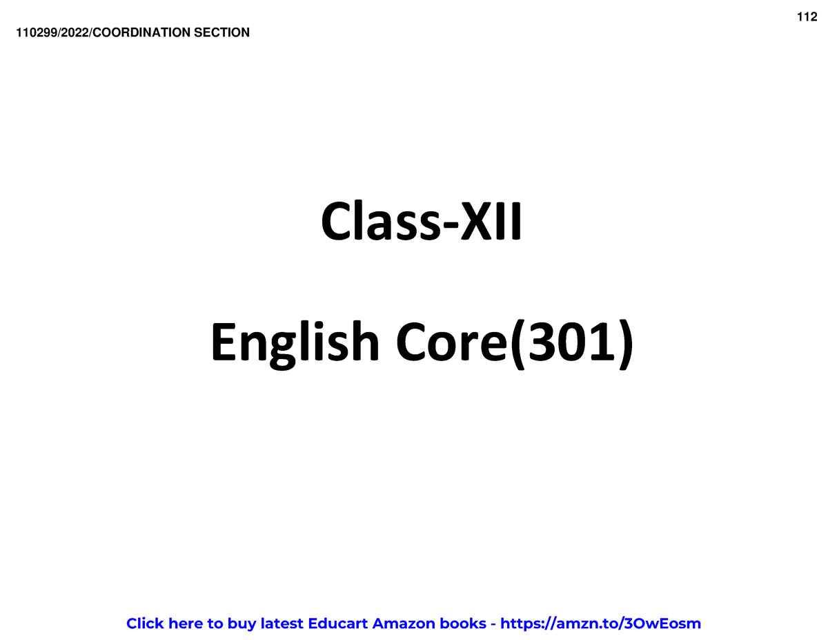 English Core 301 NOTES English honors ClassXII English Core(301