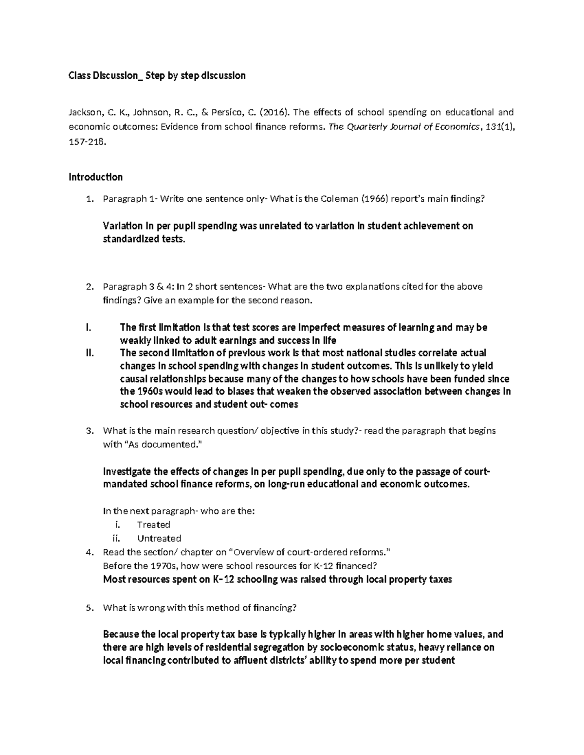 Gov. Involvement in Education Discussion - Class Discussion_ Step by ...