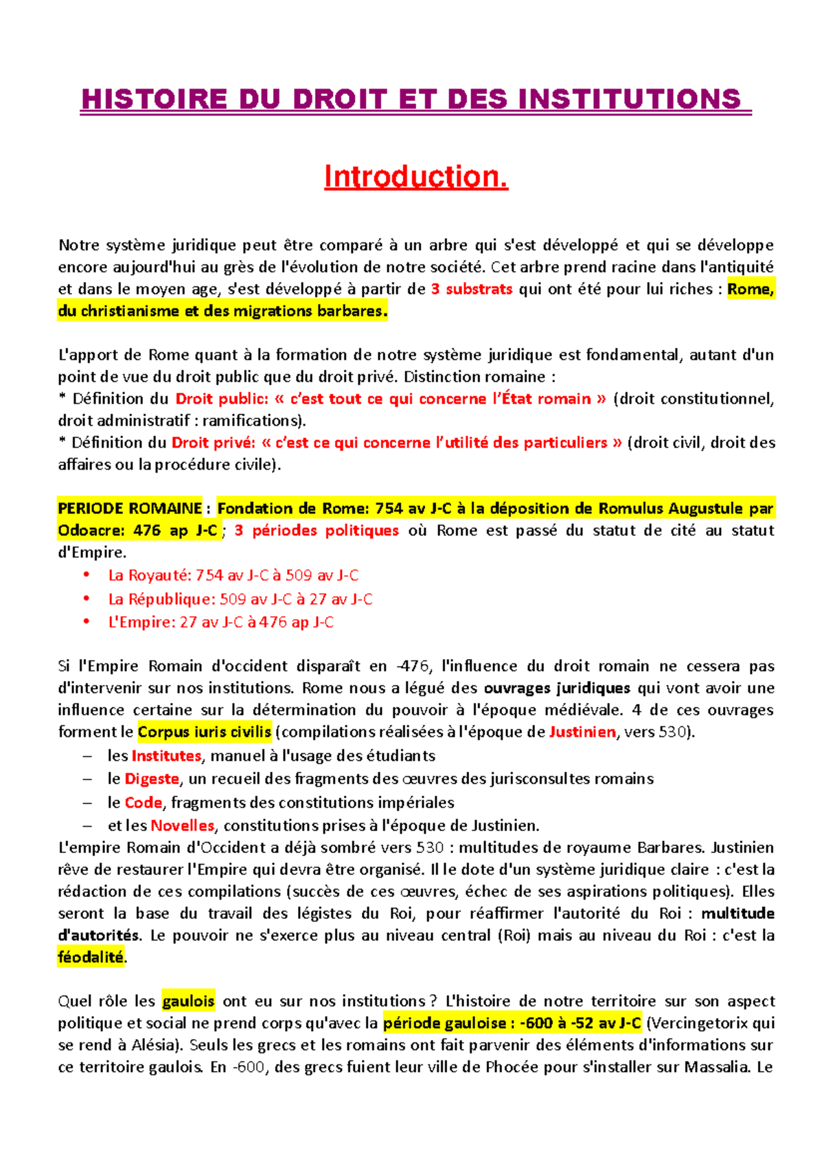 Histoire Du Droit - HISTOIRE DU DROIT ET DES INSTITUTIONS Introduction ...