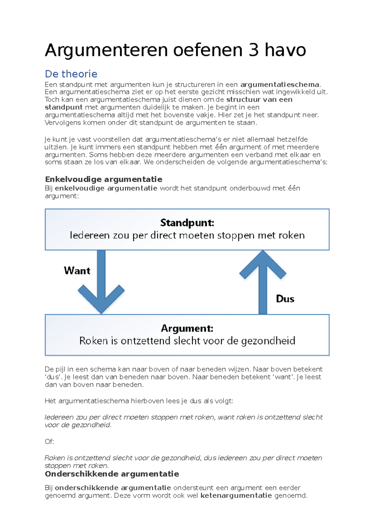 3 Havo Oefenen Argumenteren Argumenteerschema S - Argumenteren Oefenen ...