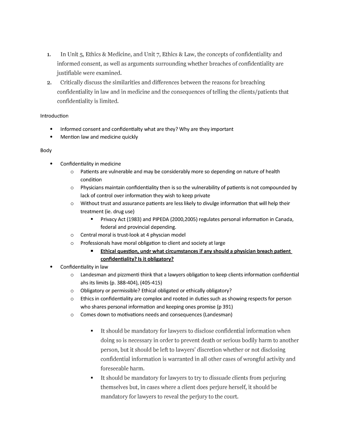 PHIL333 Notes Assignment 2 - In Unit 5, Ethics & Medicine, and Unit 7 ...