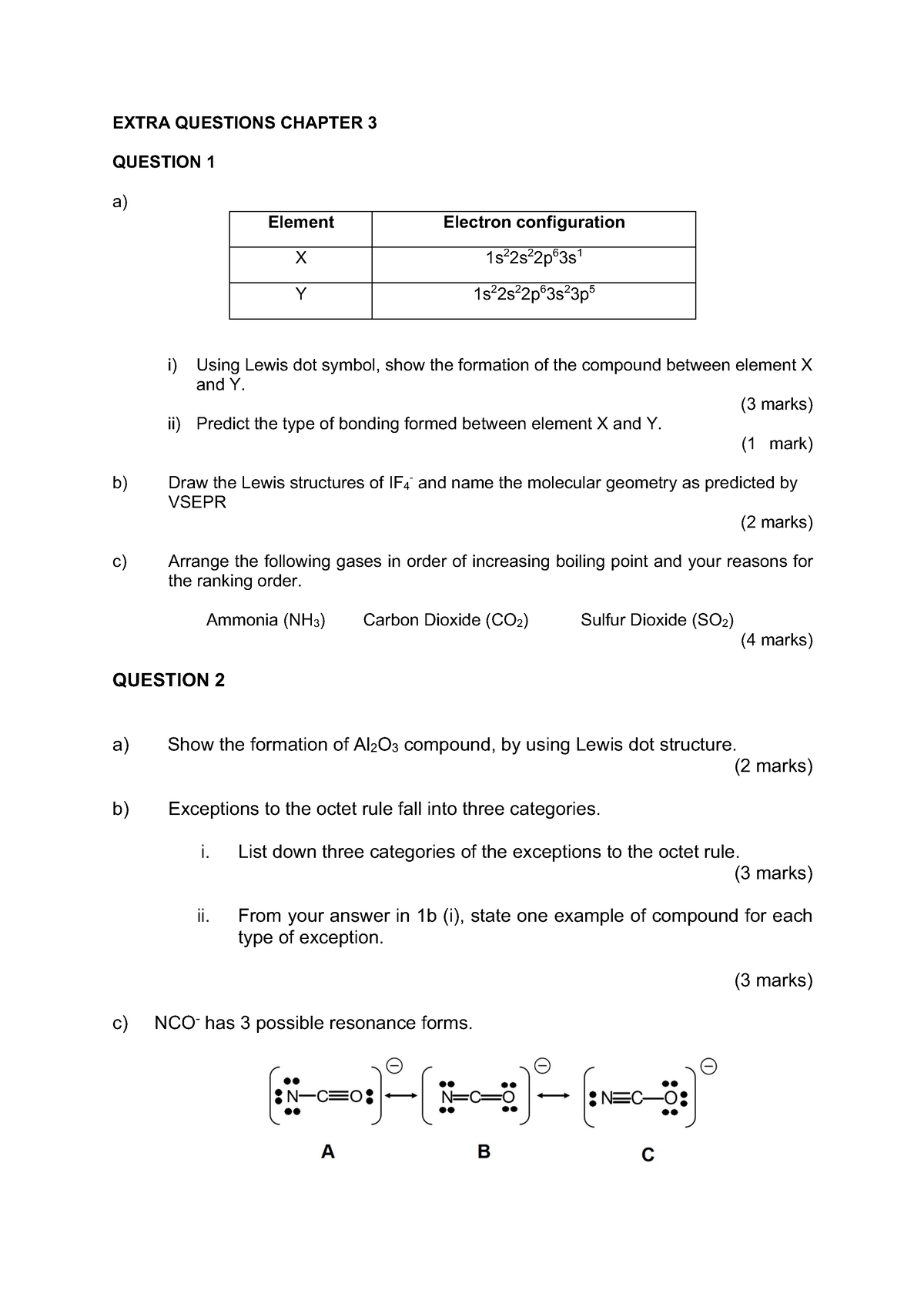 Extra Questions Chapter 3 - EXTRA QUESTIONS CHAPTER 3 QUESTION 1 a ...