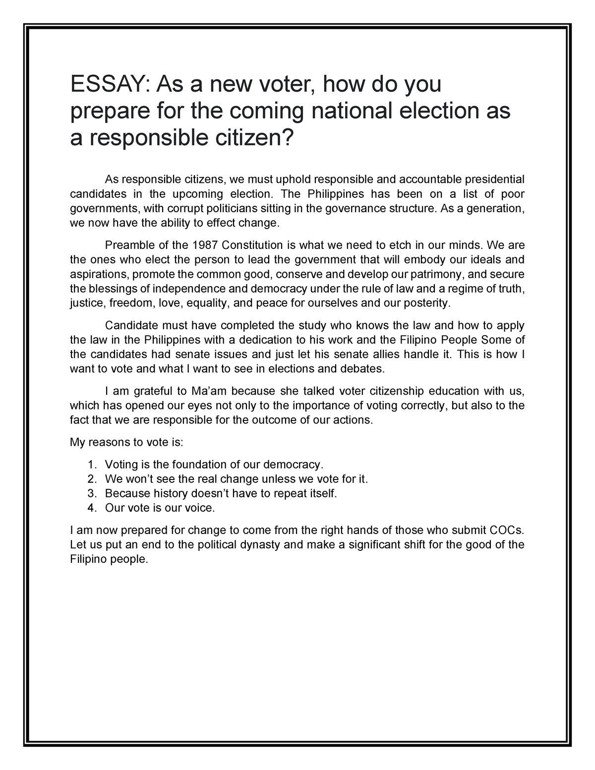 essay about election 2022