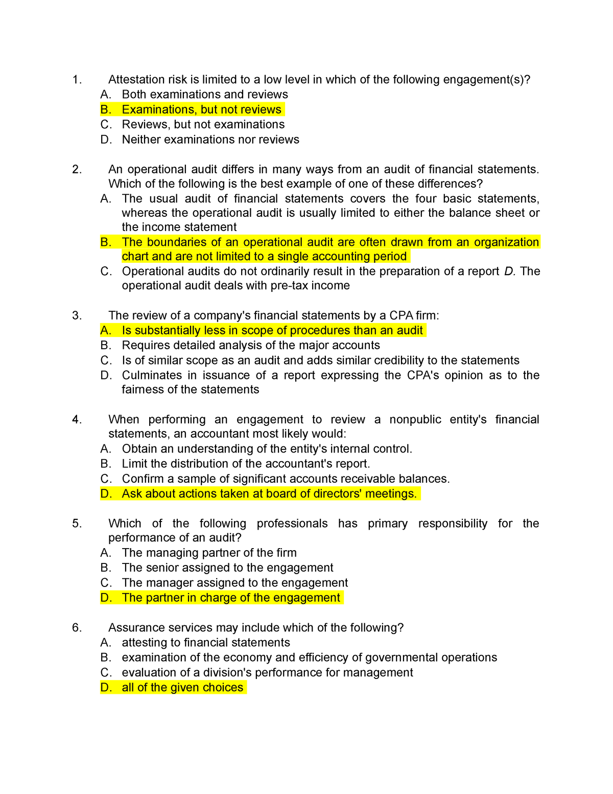 Auditing- Theory-Comprehensive-Reviewer 8 - Attestation Risk Is Limited ...