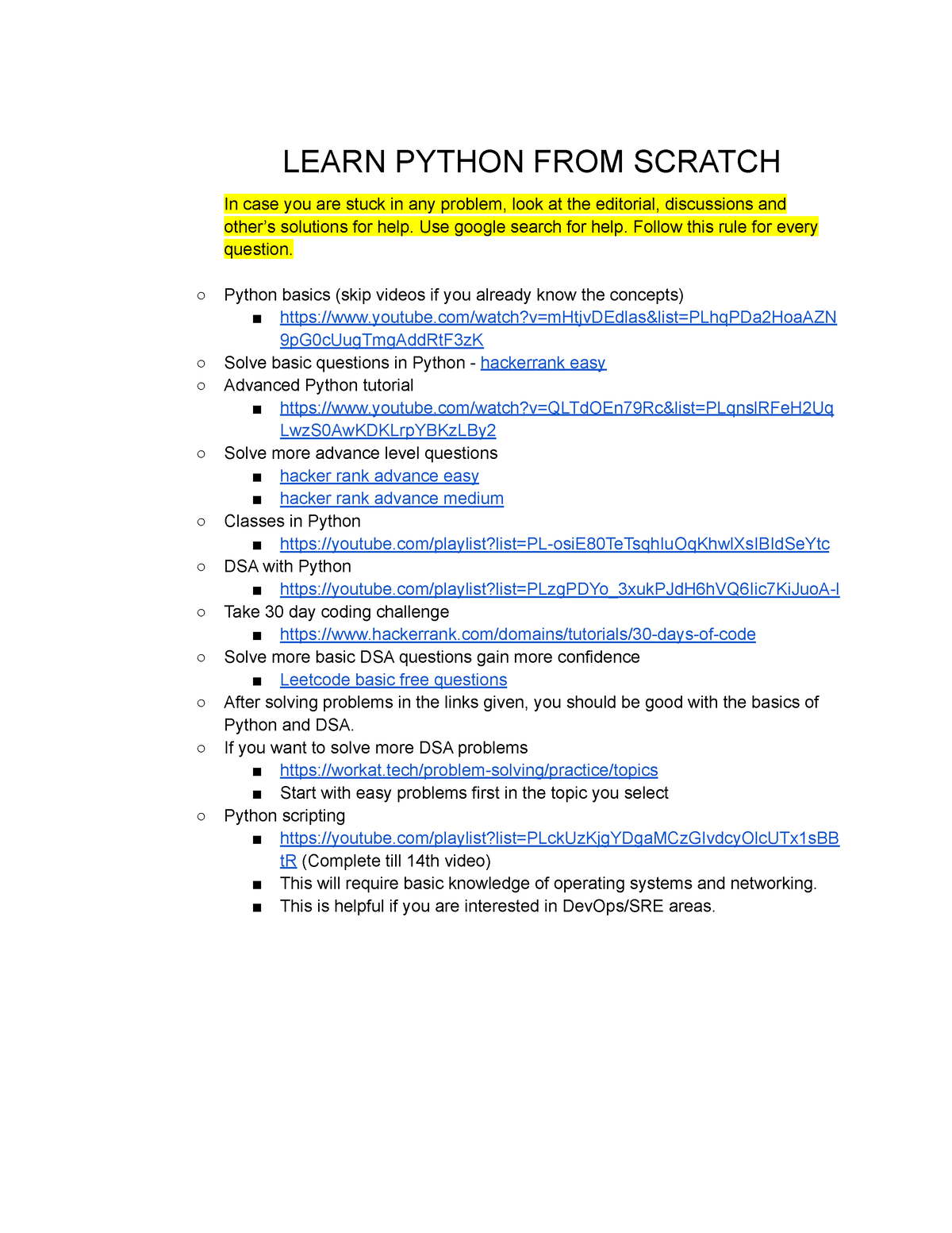 Learn Python - LEARN PYTHON FROM SCRATCH In Case You Are Stuck In Any ...