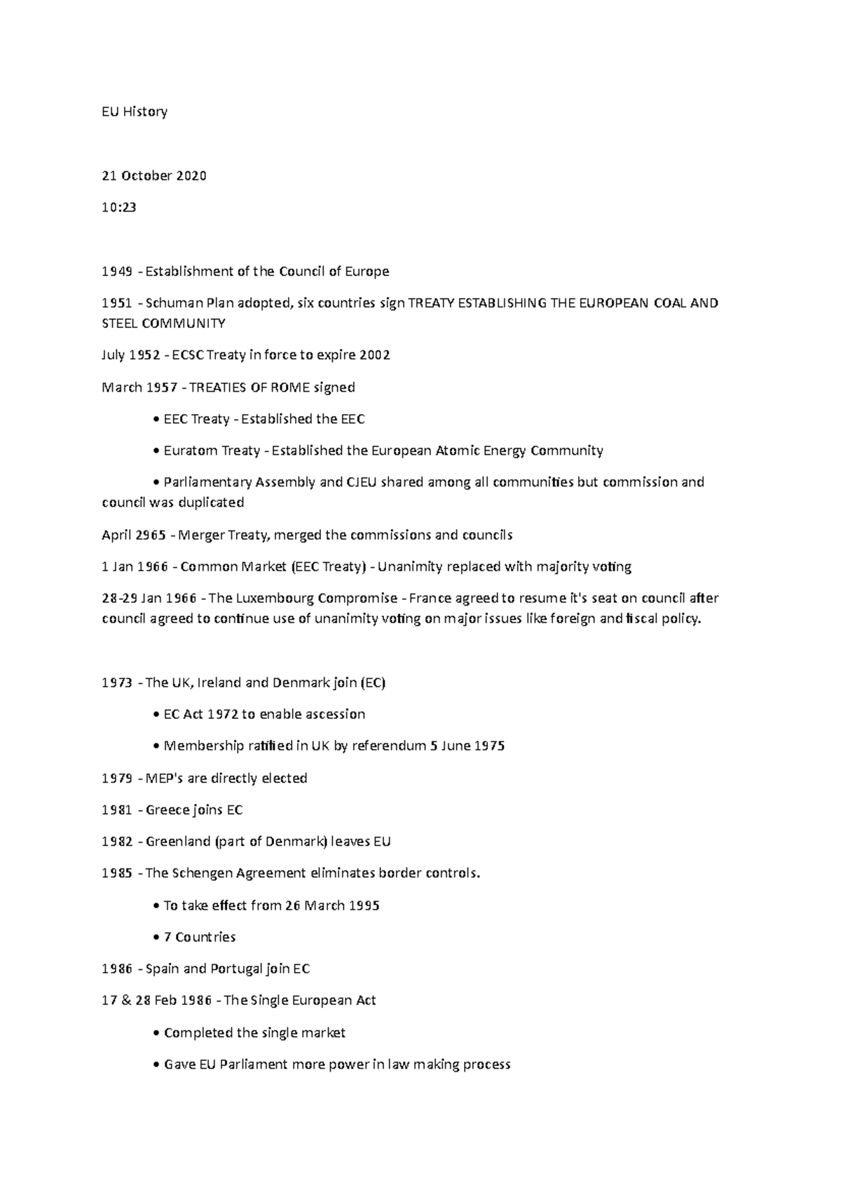 History of the European Union - EU History 21 October 2020 10: 1949 ...