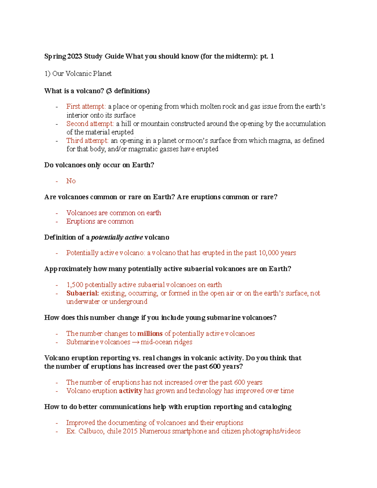 Volcanoes study guide Answers - Spring 2023 Study Guide What you should ...