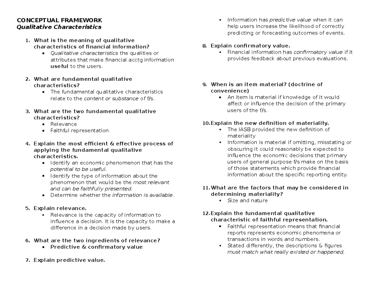 What are the fundamental qualitative characteristics of financial