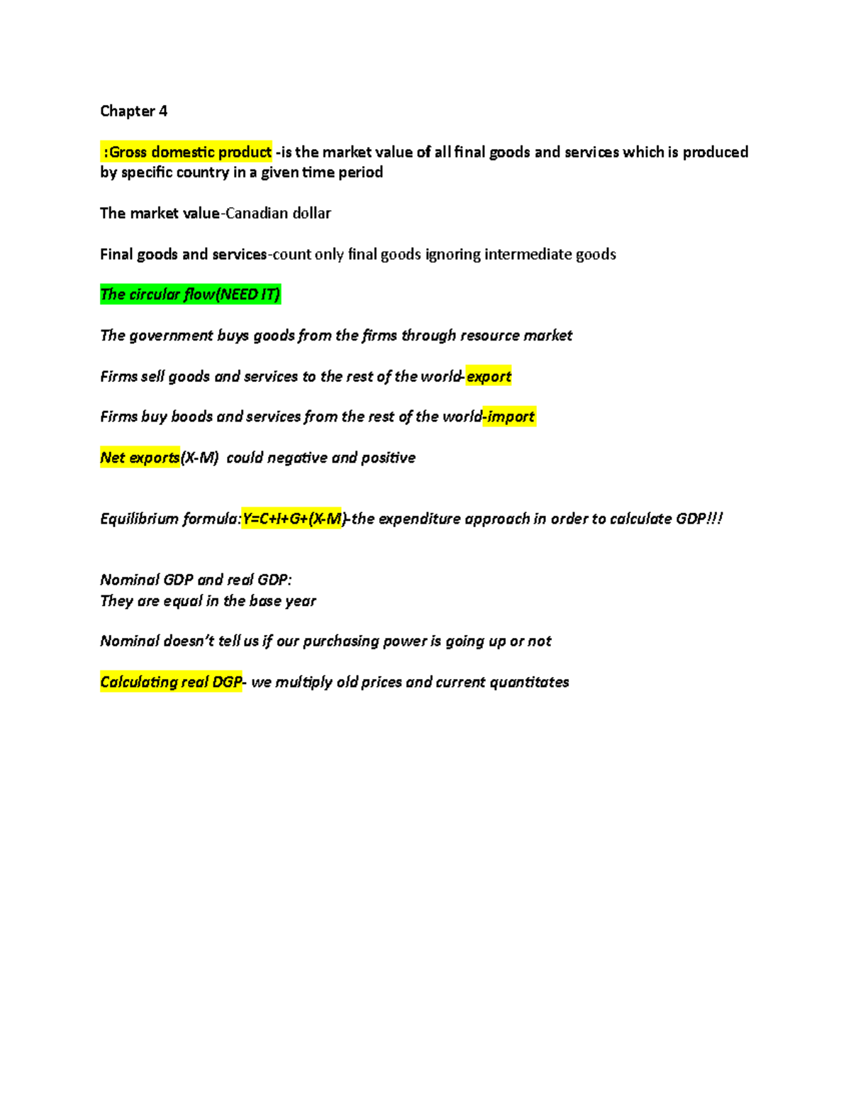Macroeconomic - Lecture notes 1-10 - Chapter 4 :Gross domestic product ...