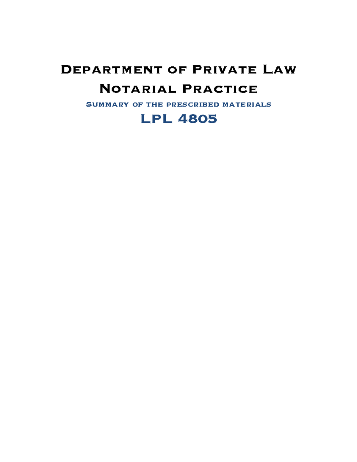 Notarial Evaluations Answers Department of Private Law Notarial