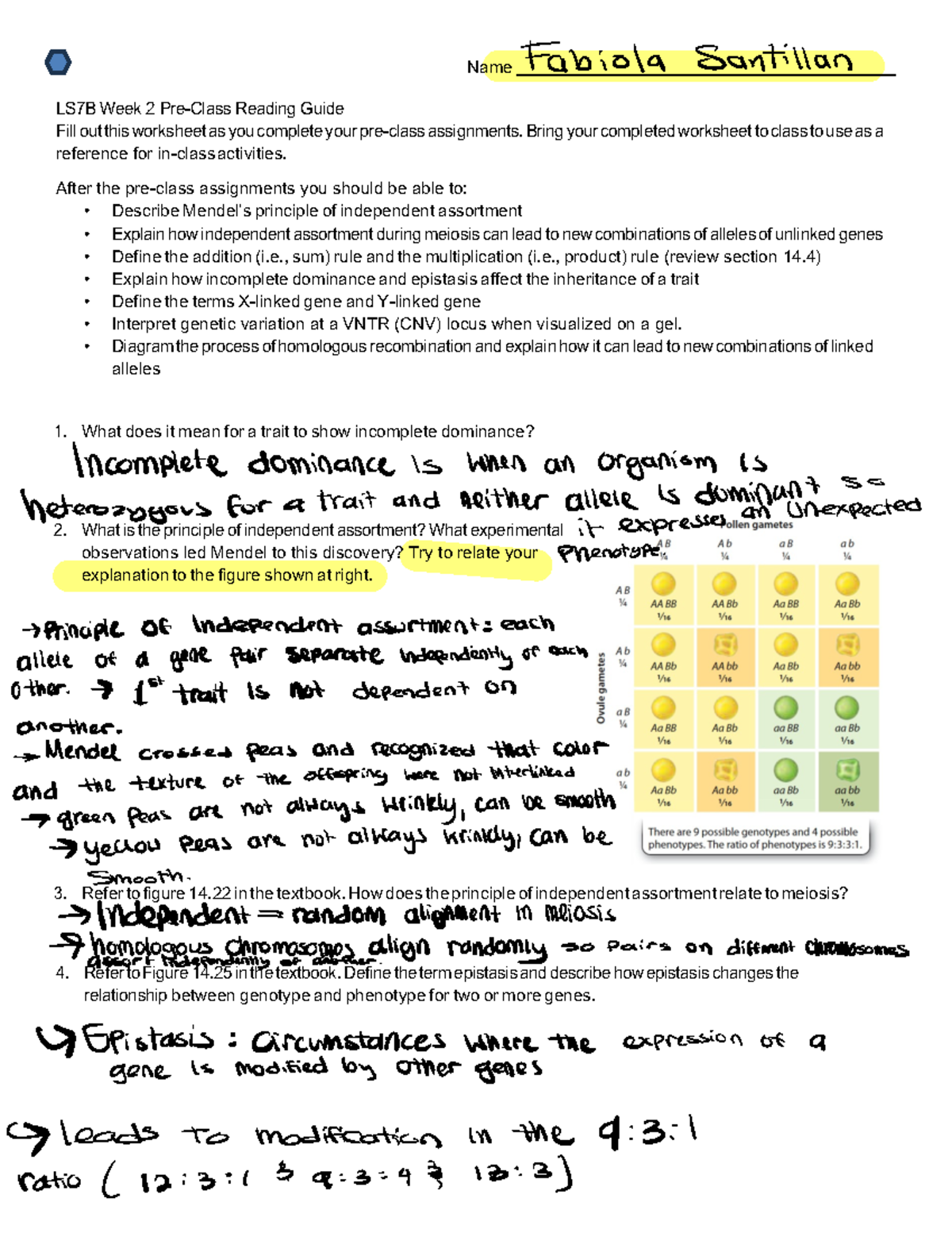 Week 2 Reading Guide - Name LS7B Week 2 Pre-Class Reading Guide Fill ...