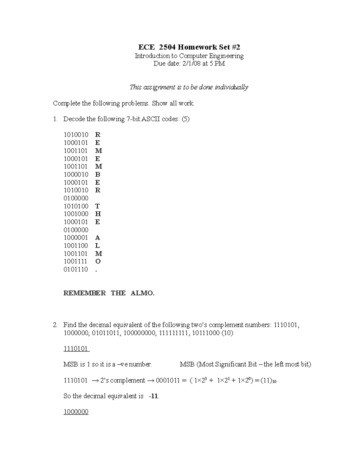 computer engineering homework