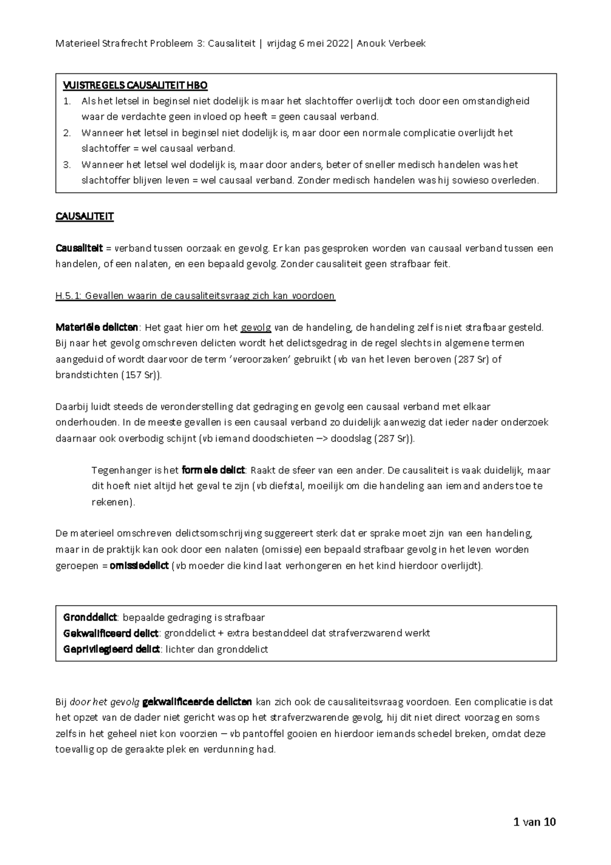 Materieel Strafrecht: Probleem 3 - Incl. Jurisprudentie - CAUSALITEIT ...