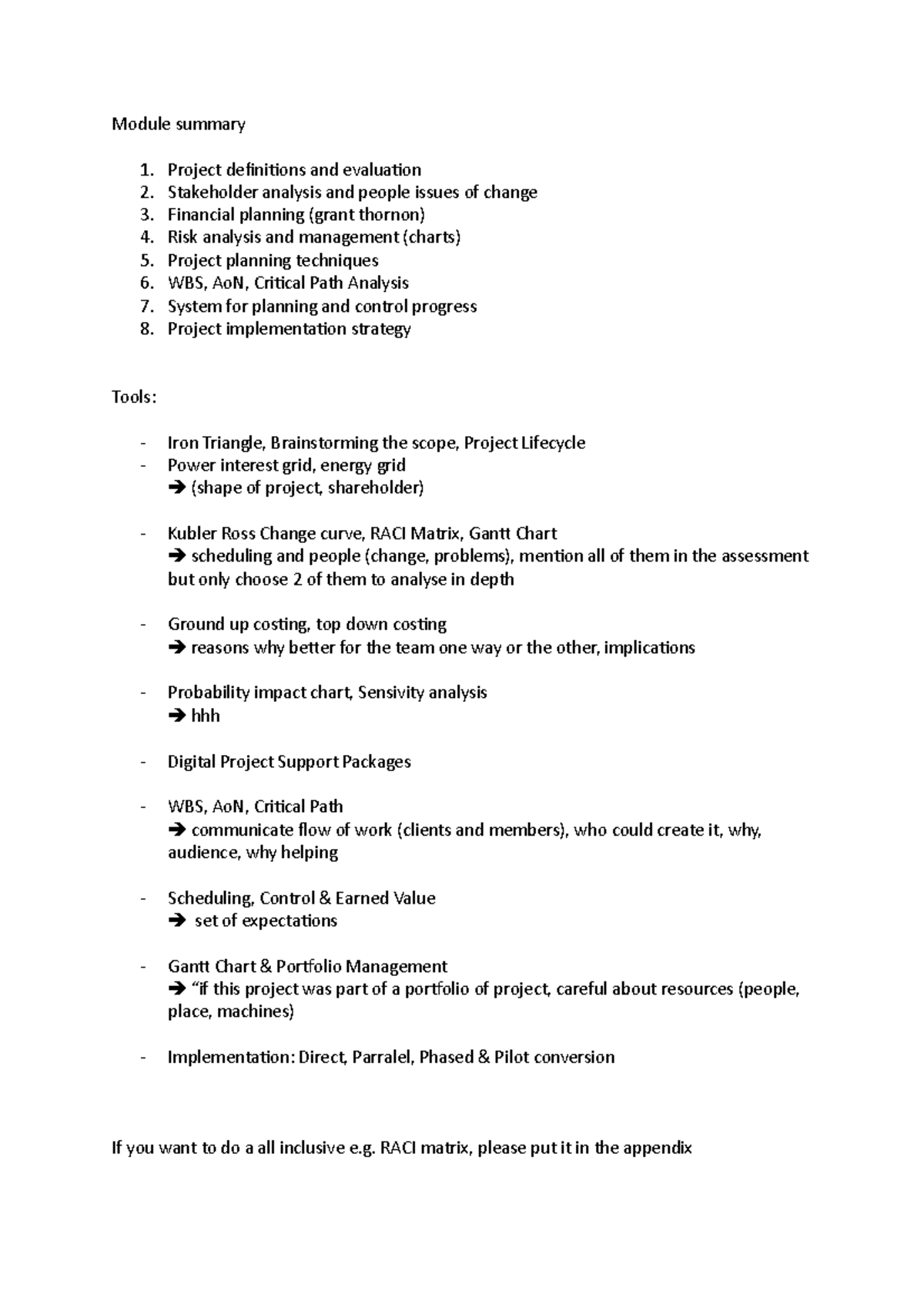 9 - Last lecture - Module summary Project definitions and evaluation ...