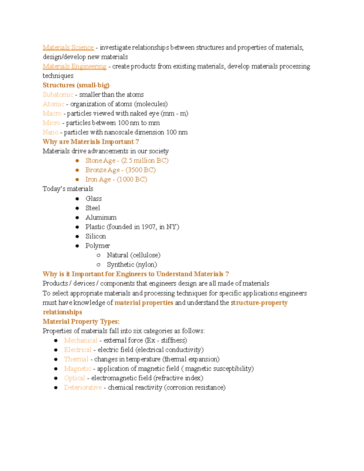 Materials of Engineering Chapter 1 Notes - Materials Science ...