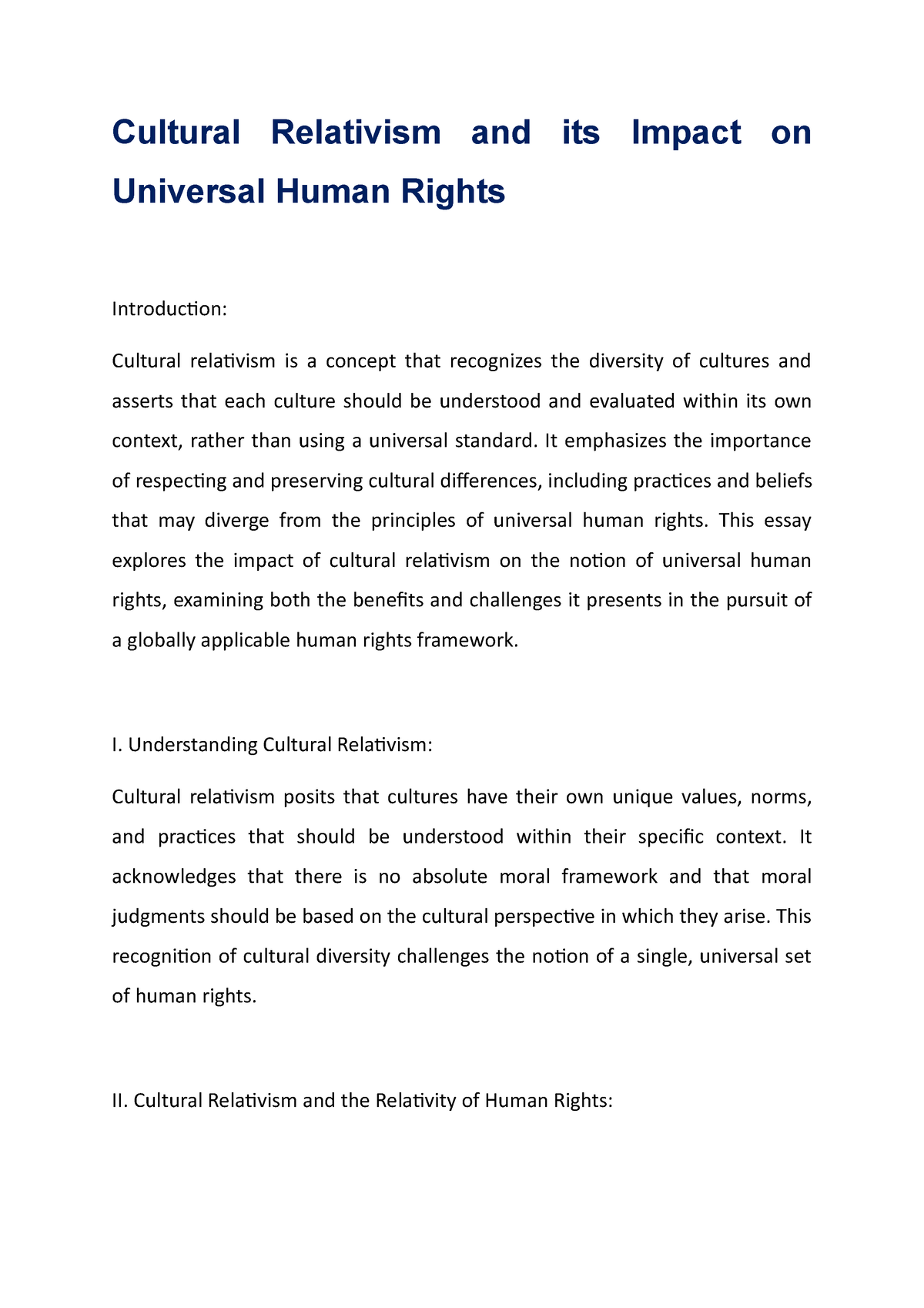 cultural relativism and human rights essay