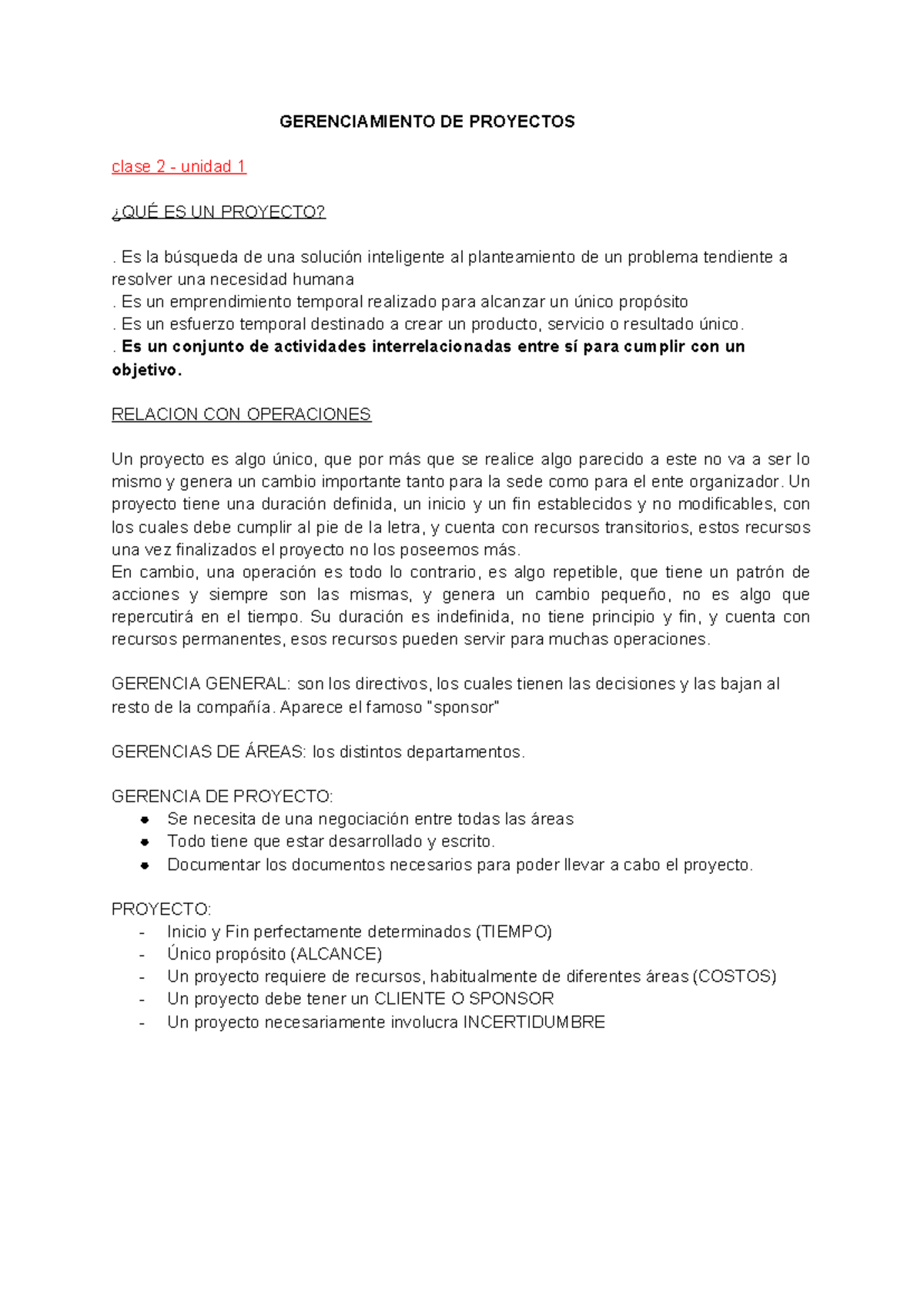 Gerenciamiento De Proyectos Gerenciamiento De Proyectos Clase 2 Unidad 1 ¿quÉ Es Un Proyecto 5384