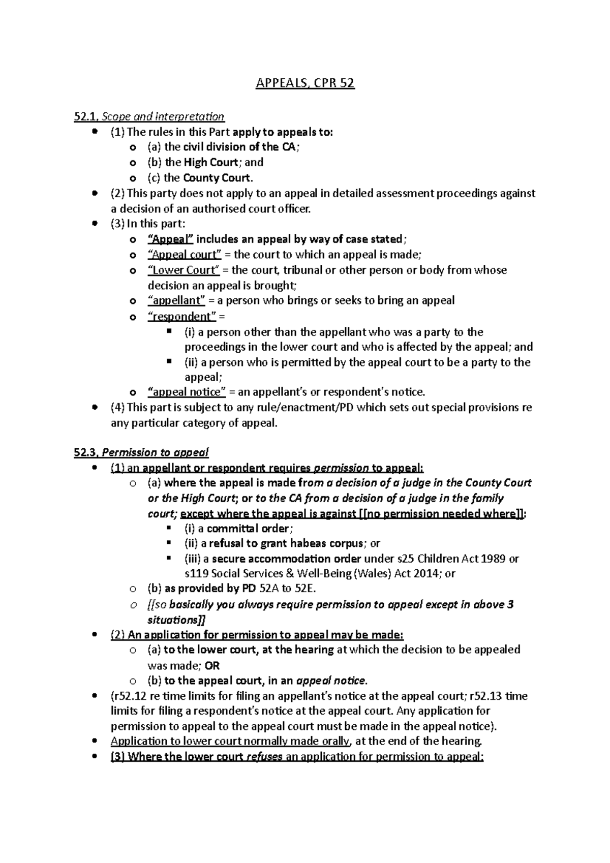 Appeals 2018 - APPEALS, CPR 52 52, Scope and interpretation (1) The ...