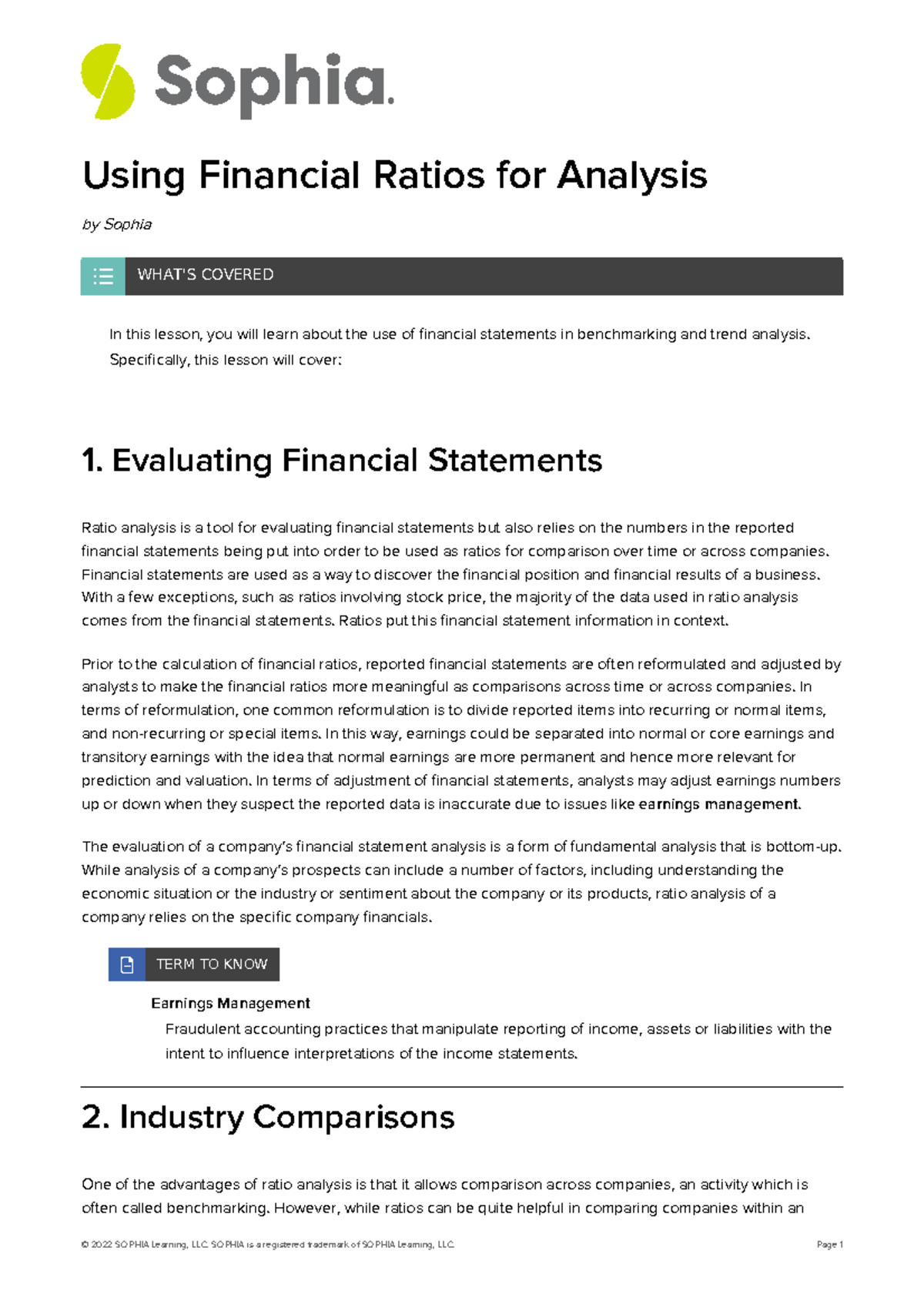 Using financial ratios for analysis - Using Financial Ratios for ...