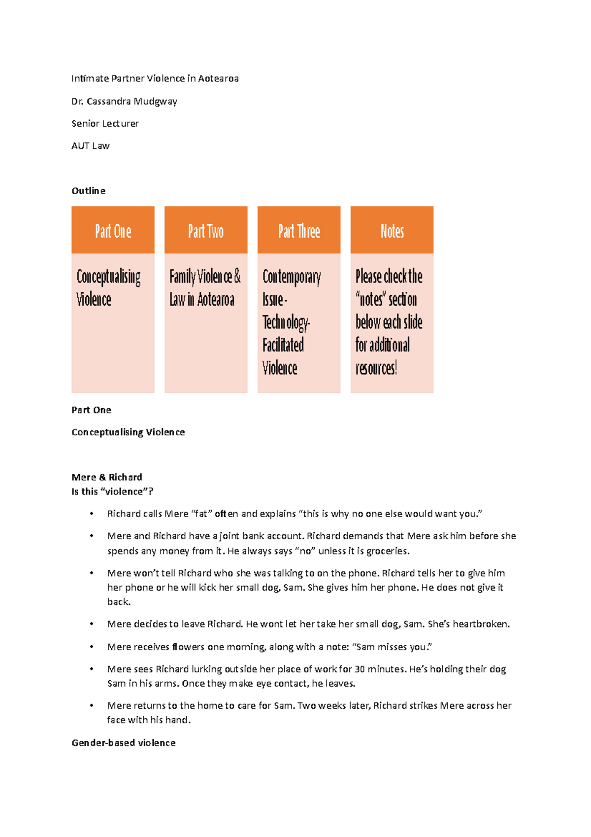 Week 9 Intimate Partner Violence - Intimate Partner Violence in ...