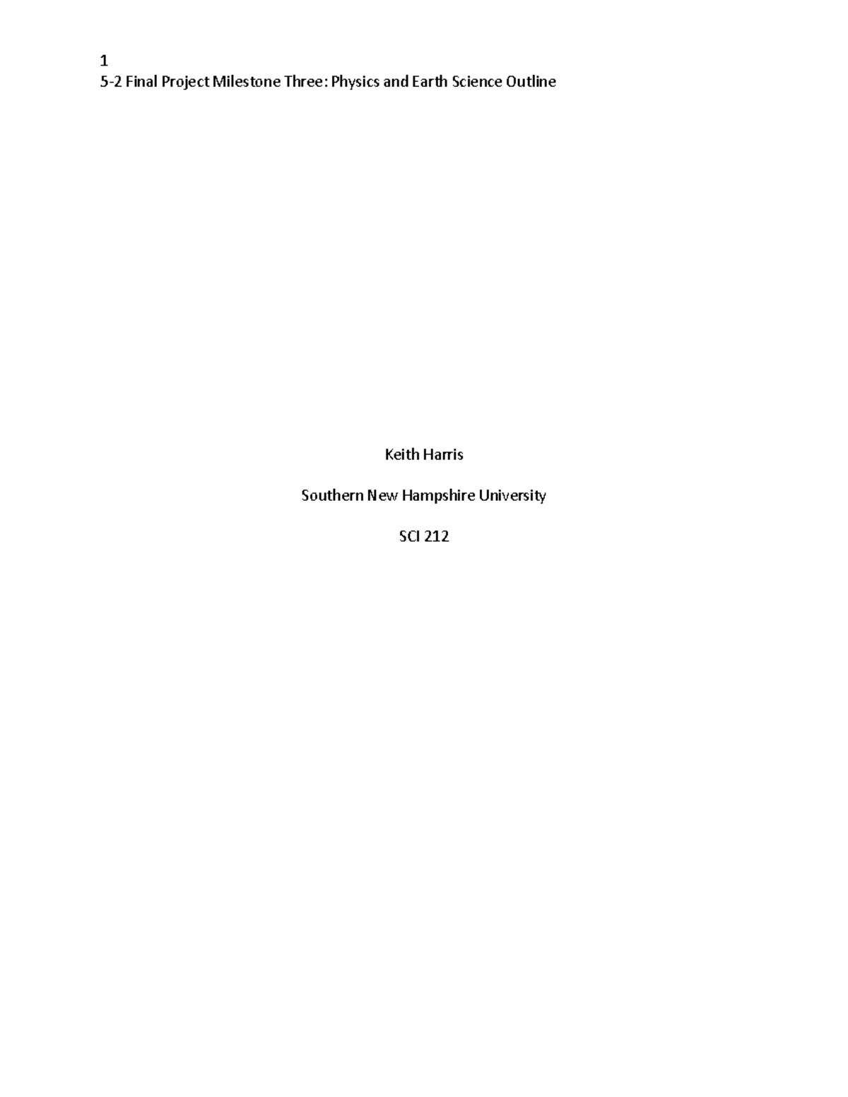 5-2 Final Project Milestone Three- Physics and Earth Science Outline ...