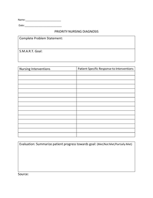 Nursing Diagnosis - Evaluation: Summarize patient progress towards goal ...