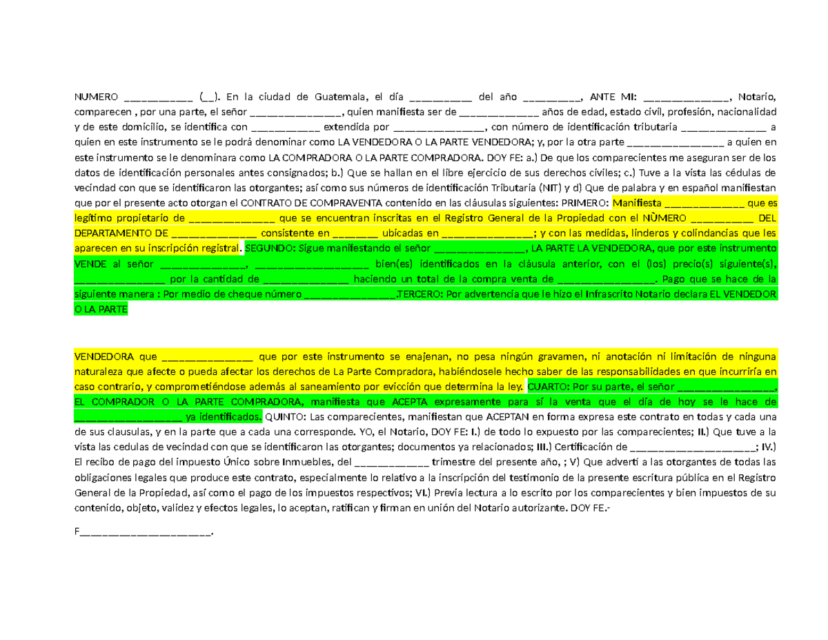Contrato Compra Venta - Resumen Derecho Procesal Civil y Mercantil